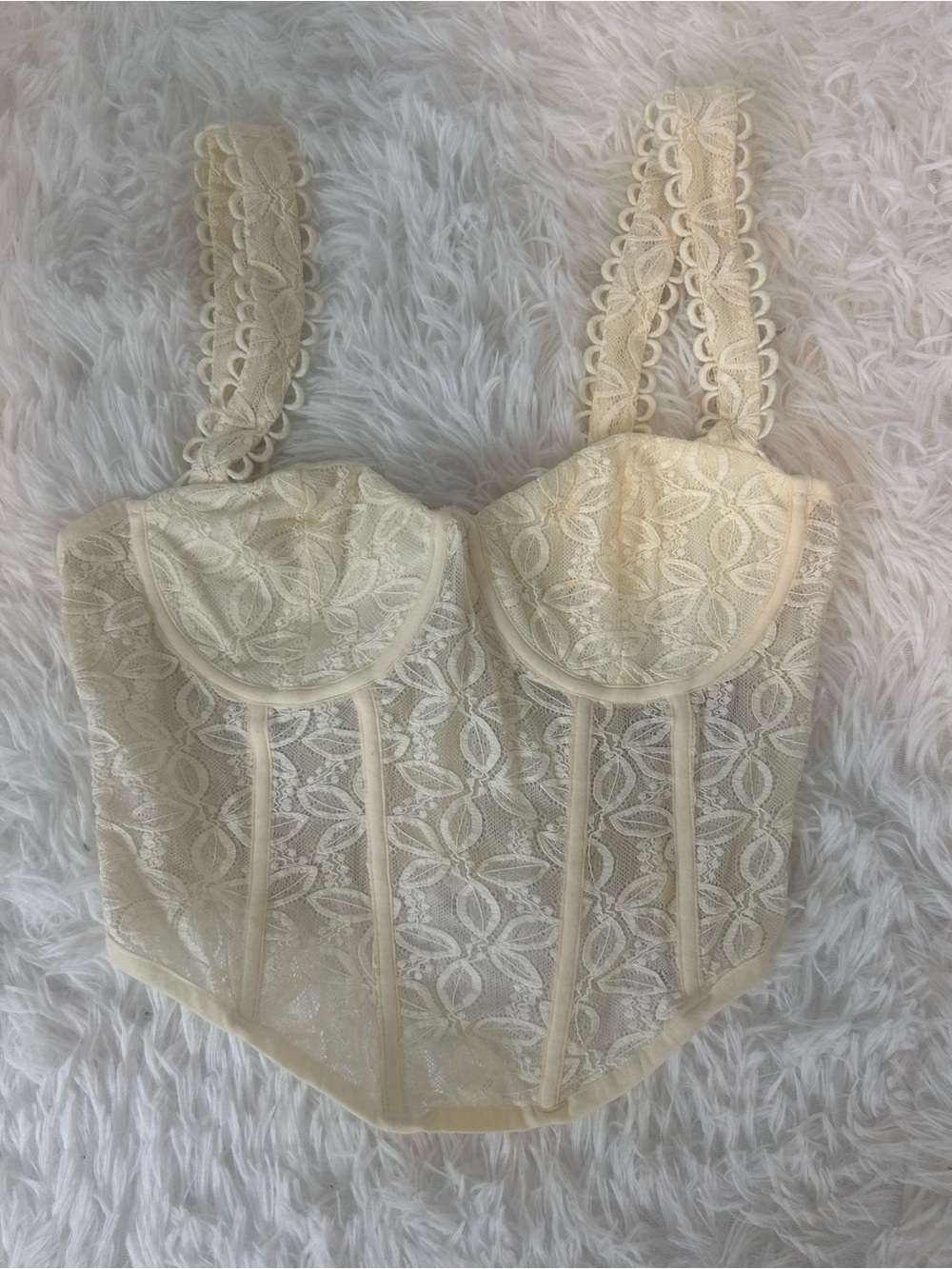 Beautiful Lace Corset Top with Scalloped Straps